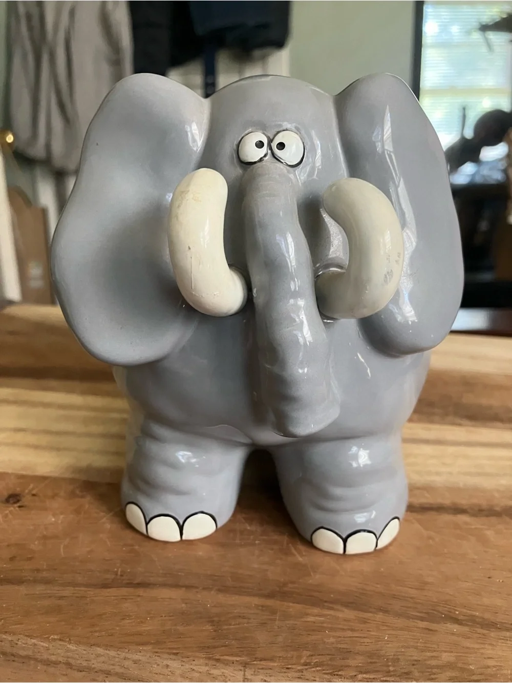Vintage Ceramic Cartoon Elephant Coin Bank
